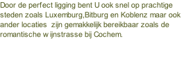 Door de perfect ligging bent U ook snel op prachtige steden zoals Luxemburg,Bitburg en Koblenz maar ook ander locaties  zijn gemakkelijk bereikbaar zoals de romantische wijnstrasse bij Cochem.